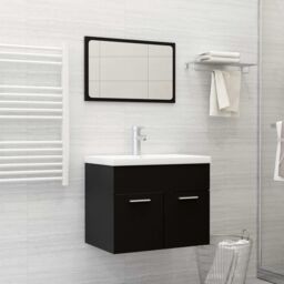 Berkfield Home Bathroom Furniture Set Black Engineered Wood - thumbnail 1