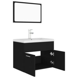Berkfield Home Bathroom Furniture Set Black Engineered Wood - thumbnail 5