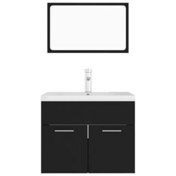 Berkfield Home Bathroom Furniture Set Black Engineered Wood - thumbnail 6