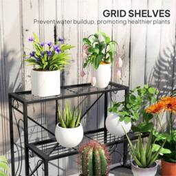 Nordara Black 3‑Tier Metal Plant Stand Multi‑Layer Flower Pot Display - Size: 100 cm x 15 cm - thumbnail 4