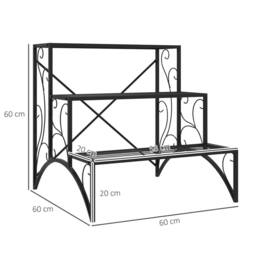 Nordara Black 3‑Tier Metal Plant Stand Multi‑Layer Flower Pot Display - Size: 100 cm x 15 cm - thumbnail 2