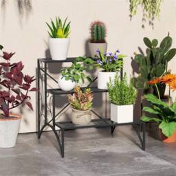 Nordara Black 3‑Tier Metal Plant Stand Multi‑Layer Flower Pot Display - Size: 100 cm x 15 cm - thumbnail 3
