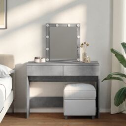 Berkfield Home Dressing Table with LED Concrete Grey 100x40x130 cm - Size: 100 x 40 x 130 cm