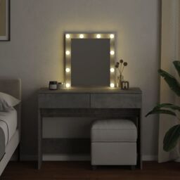 Berkfield Home Dressing Table with LED Concrete Grey 100x40x130 cm - Size: 100 x 40 x 130 cm - thumbnail 3