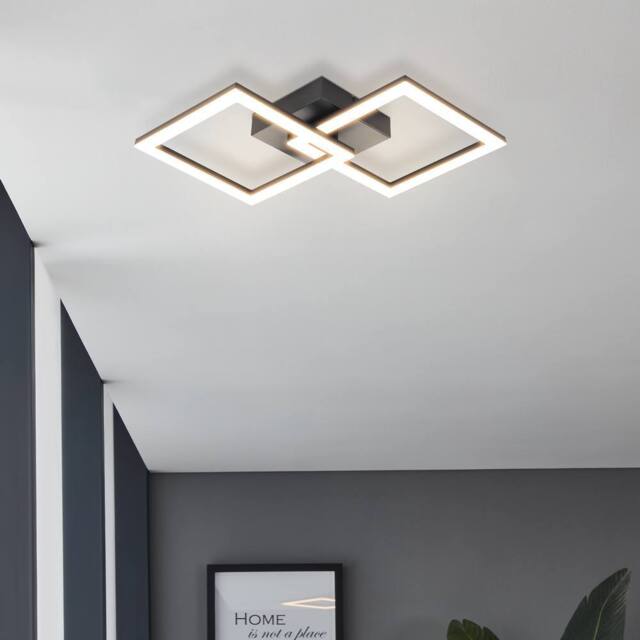 Eglo Palmaves-E Black Steel & Plastic LED Ceiling Light, 3000K - image 1