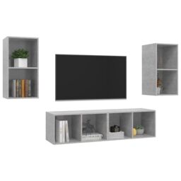 Berkfield Home Wall-mounted TV Cabinets 4 pcs Concrete Grey Engineered Wood - thumbnail 3