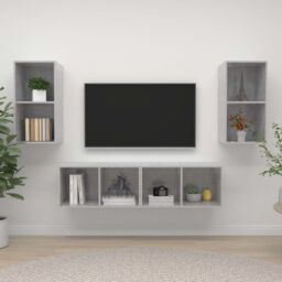 Berkfield Home Wall-mounted TV Cabinets 4 pcs Concrete Grey Engineered Wood - thumbnail 1
