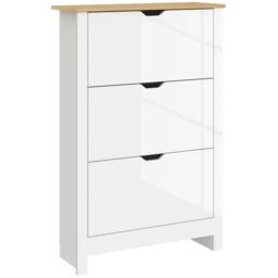 HOMCOM 18-Shoe Storage Cabinet 6 Shelves 3 Drawers in White - thumbnail 2