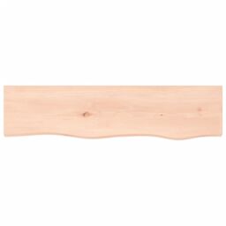 Berkfield Home Wall Shelf 80x20x2 cm Untreated Solid Wood Oak in Brown - Size: 80 x 20 x 2 cm - thumbnail 2