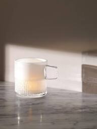 LSA Glass Tealight Holder with Handle 9cm Milk White - thumbnail 3