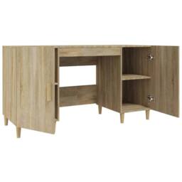 Berkfield Home Desk Sonoma Oak 140x50x75 cm Engineered Wood in Light Oak - Size: 140 x 50 x 75 cm - thumbnail 6