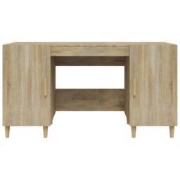 Berkfield Home Desk Sonoma Oak 140x50x75 cm Engineered Wood in Light Oak - Size: 140 x 50 x 75 cm - thumbnail 7