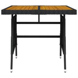 Berkfield Home Garden Table Black 70x70x72 cm Poly Rattan & Solid Acacia Wood - Size: 70 x 70 x 72 cm - thumbnail 3