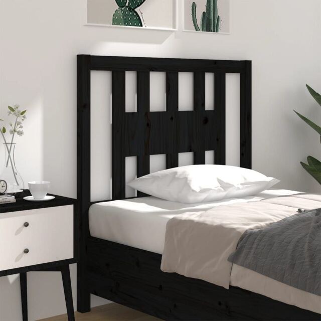 Berkfield Home Headboard Black 96x4x100 cm Solid Wood Pine - Size: 96 x 4 x 100 cm - image 1