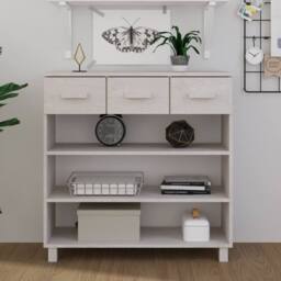 Berkfield Home Console Table HAMAR White 90x35x90 cm Solid Wood Pine - Size: 90 x 35 x 90 cm - thumbnail 2