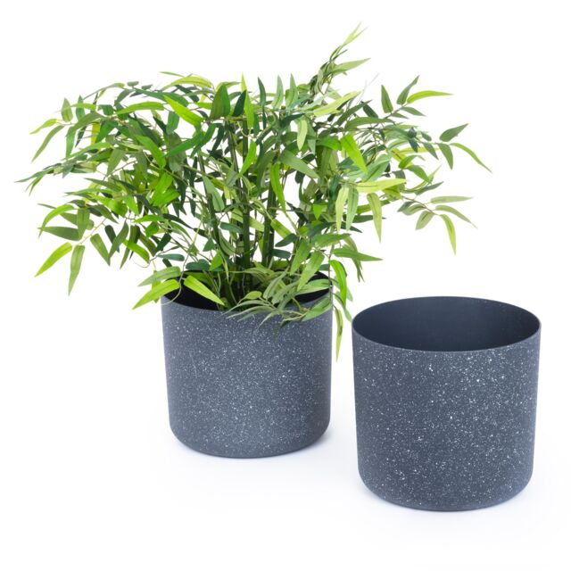 LIVIVO Indoor Plant Pots - Set of 2, Gardening Pot for All House Plants, Herbs & Foliage Plant - Ideal Home Decor Planter - 22cm in Black - image 1