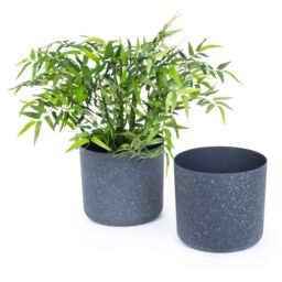 LIVIVO Indoor Plant Pots - Set of 2, Gardening Pot for All House Plants, Herbs & Foliage Plant - Ideal Home Decor Planter - 22cm in Black - thumbnail 1