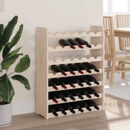 Berkfield Home Wine Rack 67.5x25x87 cm Solid Wood Pine in Natural - thumbnail 3