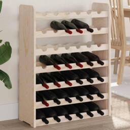 Berkfield Home Wine Rack 67.5x25x87 cm Solid Wood Pine in Natural - thumbnail 2