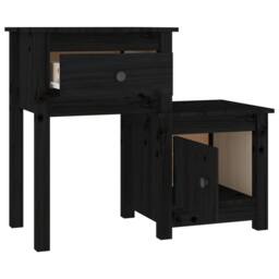 Berkfield Home Beautiful Bedside Cabinet 2 pcs Black 79.5x38x65.5 cm Solid Wood Pine - thumbnail 4