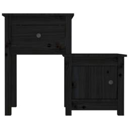 Berkfield Home Beautiful Bedside Cabinet 2 pcs Black 79.5x38x65.5 cm Solid Wood Pine - thumbnail 5
