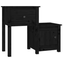 Berkfield Home Beautiful Bedside Cabinet 2 pcs Black 79.5x38x65.5 cm Solid Wood Pine - thumbnail 1