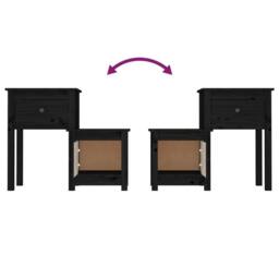 Berkfield Home Beautiful Bedside Cabinet 2 pcs Black 79.5x38x65.5 cm Solid Wood Pine - thumbnail 6