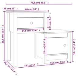 Berkfield Home Beautiful Bedside Cabinet 2 pcs Black 79.5x38x65.5 cm Solid Wood Pine - thumbnail 8