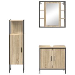 Berkfield Home 3 Piece Bathroom Furniture Set Sonoma Oak Engineered Wood in Beige - thumbnail 8