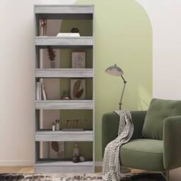 Berkfield Home Classic Book Cabinet/Room Divider Grey Sonoma 60x30x166 cm Engine - Size: 60 x 30 x 166 cm - thumbnail 5