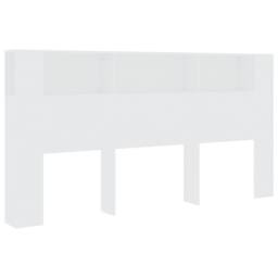 Berkfield Home Headboard Cabinet White 200x18.5x104.5 cm - thumbnail 1