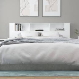 Berkfield Home Headboard Cabinet White 200x18.5x104.5 cm - thumbnail 5