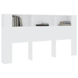 Berkfield Home Headboard Cabinet White 200x18.5x104.5 cm - thumbnail 6