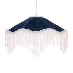 Happy Homewares Ornate Victorian Shape Pendant Light Shade in Midnight Blue Velvet
