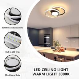 COMELY LED Ceiling Lights, Modern Round LED Ceiling Lights 42W, 3000K, Dia 40cm in Black - thumbnail 6