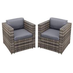 Oseasons Malta Rattan 2 Seat Twin Chair Set in Brown
