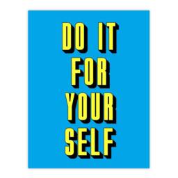 "Artery8 Do It For Yourself Retro Yellow Blue Bold Simple Wall Art Print - Size: W12"" x H16""" - thumbnail 1