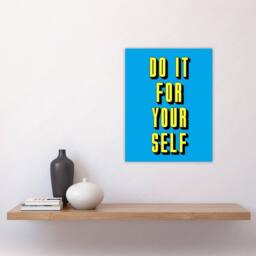 "Artery8 Do It For Yourself Retro Yellow Blue Bold Simple Wall Art Print - Size: W12"" x H16""" - thumbnail 4
