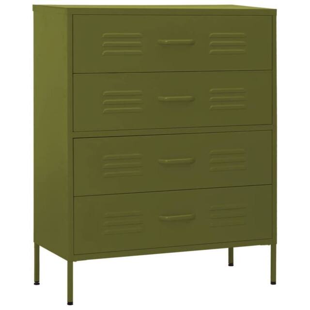 Berkfield Home Chest of Drawers Olive Green 80x35x101.5 cm Steel - image 1