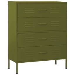 Berkfield Home Chest of Drawers Olive Green 80x35x101.5 cm Steel - thumbnail 1