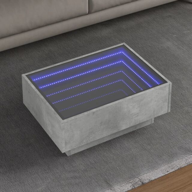 Berkfield Home Coffee Table with LED Concrete Grey 70x50x30 cm Engineered Wood - Size: 70 x 50 x 30 cm - image 1