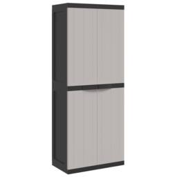 Berkfield Home Outdoor Storage Cabinet Grey & Black 65x37x165 cm PP - Size: 65 x 37 x 165 cm - thumbnail 2