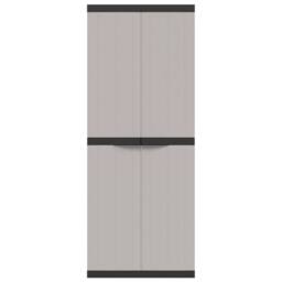 Berkfield Home Outdoor Storage Cabinet Grey & Black 65x37x165 cm PP - Size: 65 x 37 x 165 cm - thumbnail 4