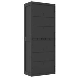 Berkfield Home Outdoor Storage Cabinet Grey & Black 65x37x165 cm PP - Size: 65 x 37 x 165 cm - thumbnail 6