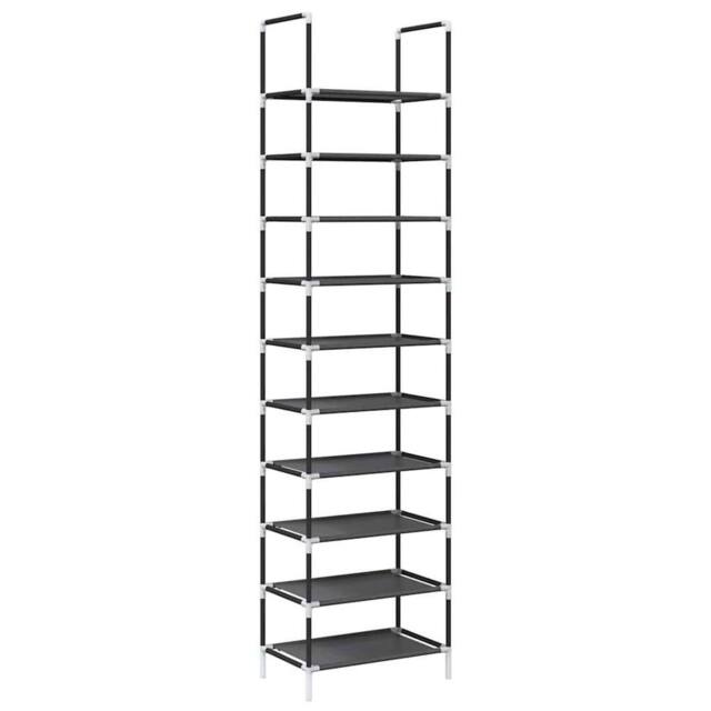 Berkfield Home Shoe Rack 10-Tier Black 44x28x180 cm Non-woven Fabric - Size: 44 x 28 x 180 cm - image 1