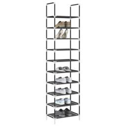 Berkfield Home Shoe Rack 10-Tier Black 44x28x180 cm Non-woven Fabric - Size: 44 x 28 x 180 cm - thumbnail 2