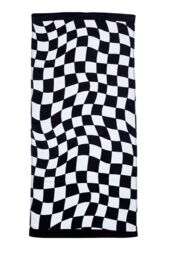 Catherine Lansfield 'Checkerboard' Cotton Beach Towel in Black - thumbnail 3