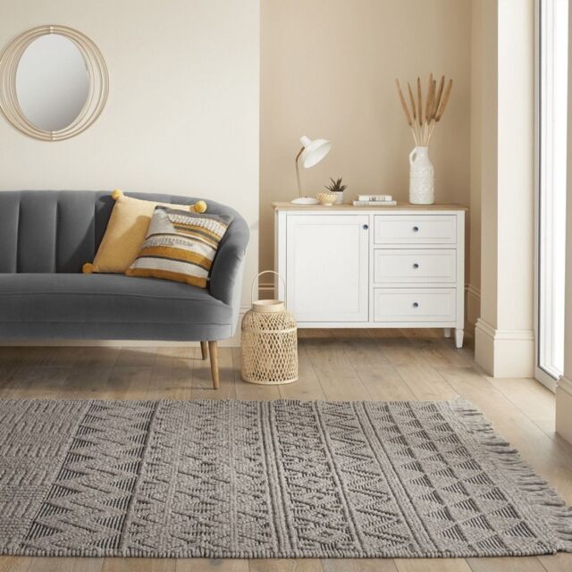 The Rug Shop UK Grey Handmade Modern Geometric Kilim Easy To Clean Area Rug - Size: 200 cm x 280 cm - image 1