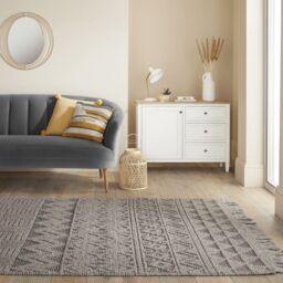 The Rug Shop UK Grey Handmade Modern Geometric Kilim Easy To Clean Area Rug - Size: 200 cm x 280 cm - thumbnail 1