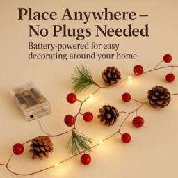 Marco Paul 7ft Luxury Pre-Lit Christmas Garland with Pine Cones & Berries - thumbnail 5